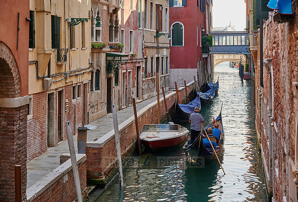 typical small canal and buildings in Venice