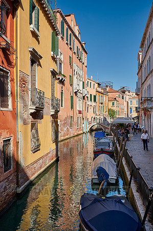 typical small canal and buildings in Venice