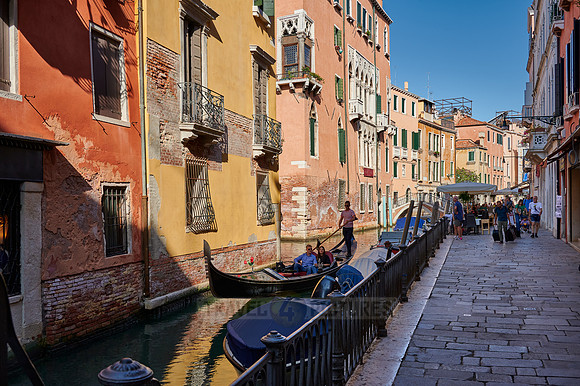 typical small canal and buildings in Venice