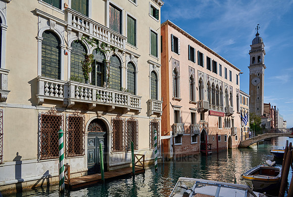 typical small canal and buildings in Venice