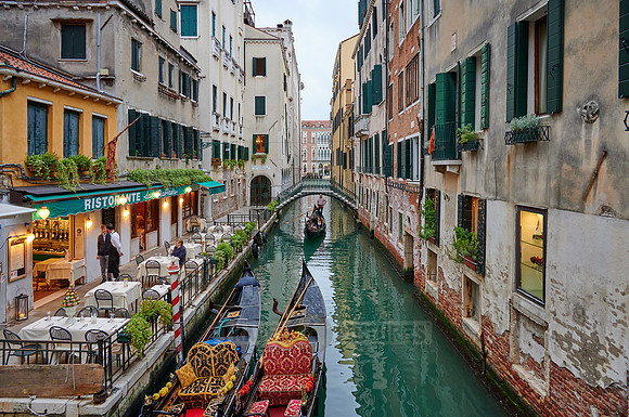 typical small canal and buildings in Venice