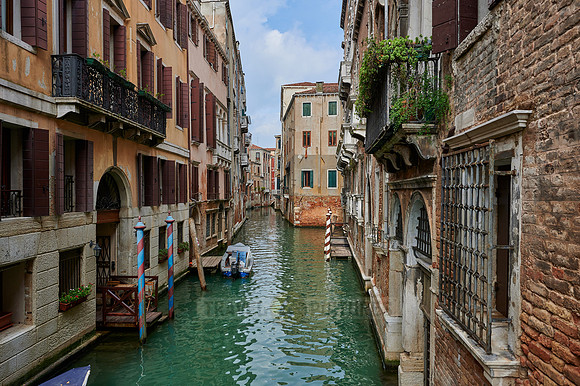 typical small canal and buildings in Venice