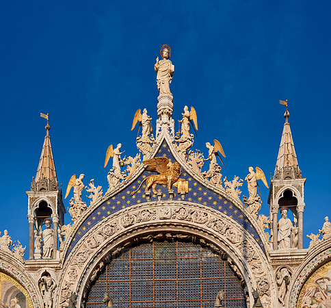 facade detail of St Mark's Basilica or Basilica di San Marco