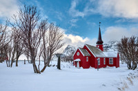 red church of Flakstad
