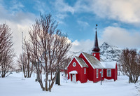 red church of Flakstad