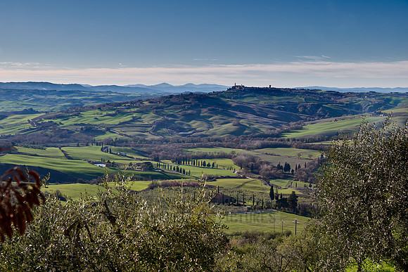 View over the Val de Orcia to Pienza