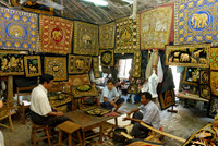 showroom of tapestry, marionettes and other souvenirs