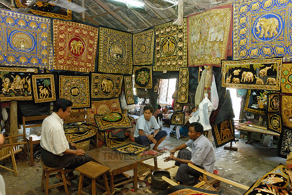 showroom of tapestry, marionettes and other souvenirs