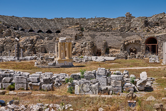 theatre and Tyche temple in ruins of the Roman city of Side