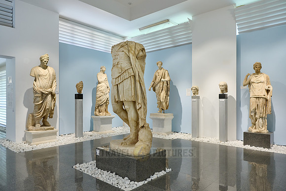 Marble sculptures and statues inside museum of Aphrodisias Ancient City