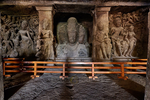 the Eternal Shiva, the Sadashiva, Gangadhara Shiva, Ardhanarishvara, Elephanta cave