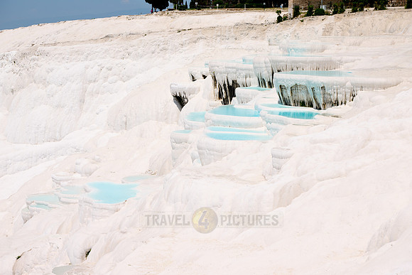 blue pools of Pamukkale travertine terraces