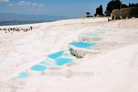 blue pools of Pamukkale travertine terraces