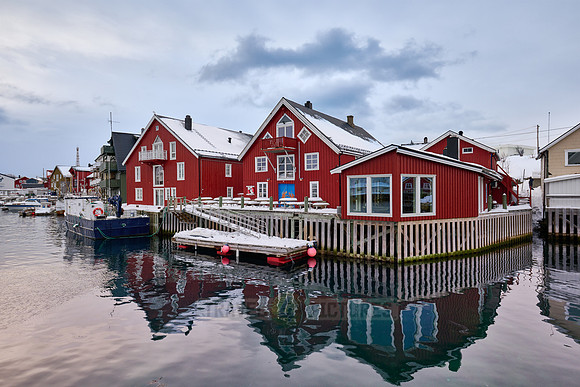 colorful wooden buildings of Henningsvær, Lofoten