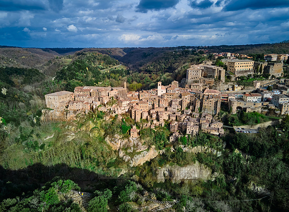 Aerial view of medieval town Sorano