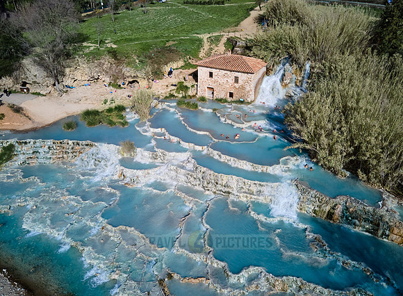Aerial view of Cascate del Mulino di Saturnia