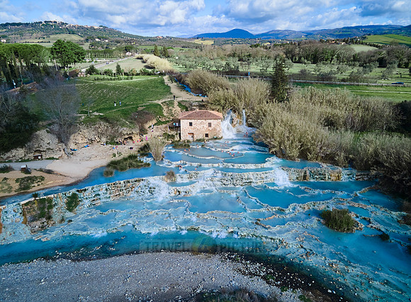 Aerial view of Cascate del Mulino di Saturnia