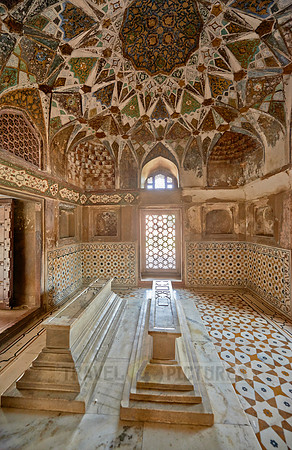interior shot of brilliant decorated walls and ceiling