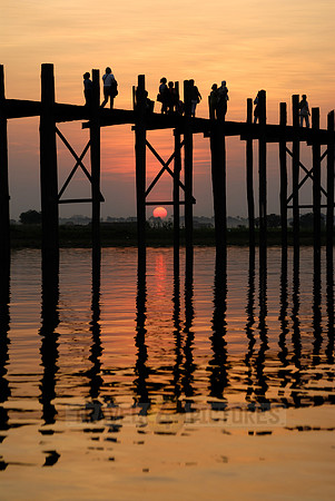 sunset over U Bein Bridge of Mandalay