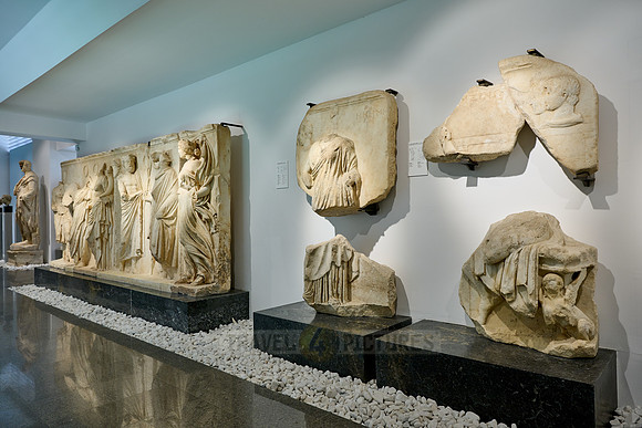 Marble sculptures and statues inside museum of Aphrodisias Ancient City