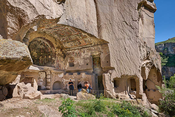 Egritas church with collapsed front wall showing frescos, Ihlara valley
