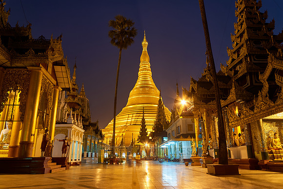 night shot of main stupa