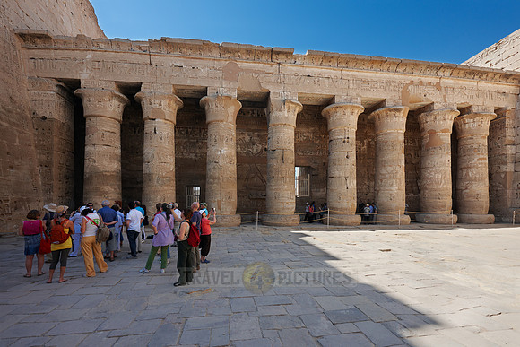 painted Columns and bas-relief in south colonnade
