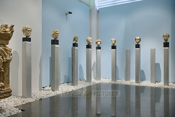 Marble sculptures and statues inside museum of Aphrodisias Ancient City
