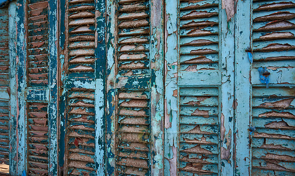 weathered blue shutters