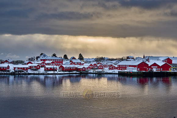 view of Reine at sunset, Lofoten