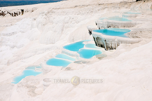 blue pools of Pamukkale travertine terraces
