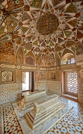 interior shot of brilliant decorated walls and ceiling
