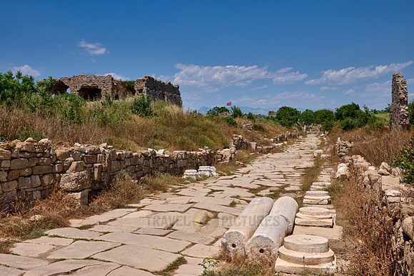 roman street in ruins of the Roman city of Side