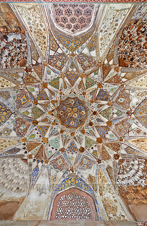 interior shot of brilliant decorated walls and ceiling