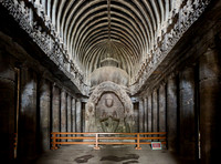 interior shot of Ellora Chaitya Cave No. 10