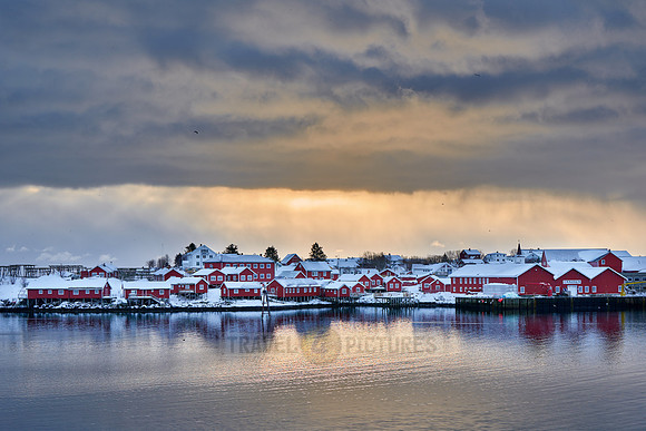 view of Reine at sunset, Lofoten