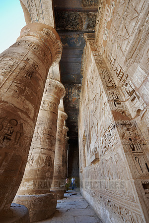 painted Columns and bas-relief in south colonnade