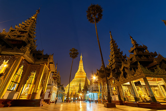 night shot of main stupa