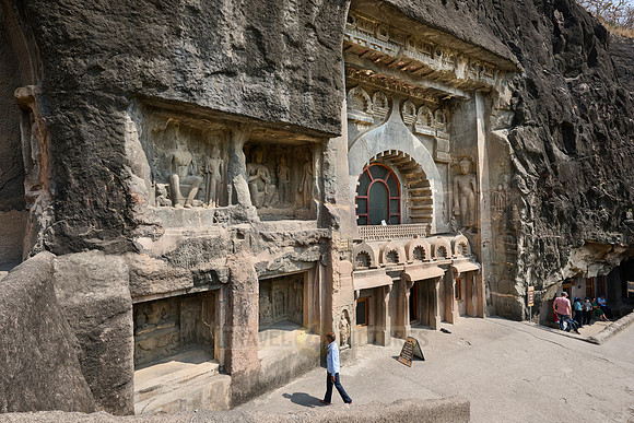 Ajanta caves, facade of cave 9