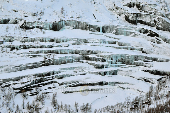 landscape with icicle at road to Nusfjord