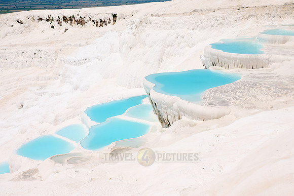 blue pools of Pamukkale travertine terraces