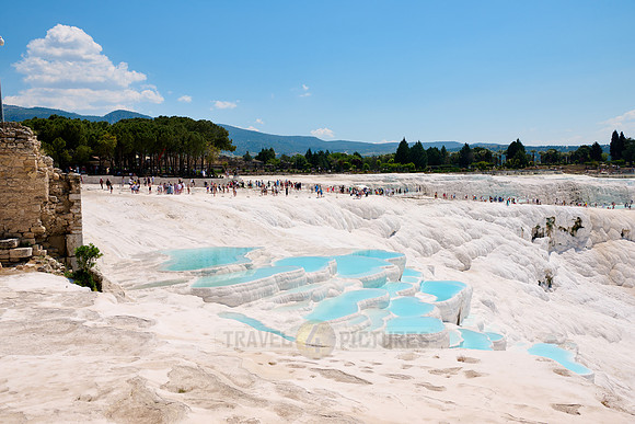 blue pools of Pamukkale travertine terraces