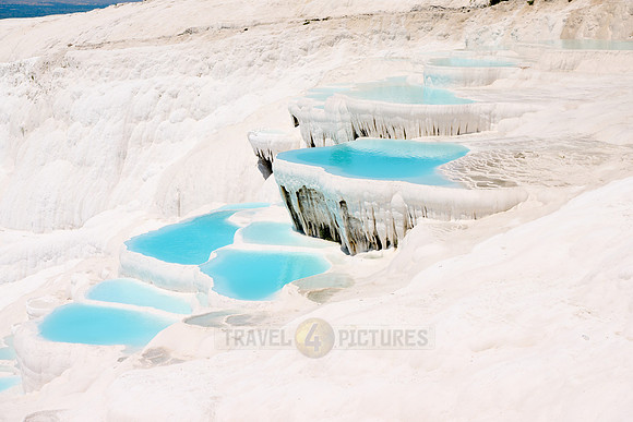 blue pools of Pamukkale travertine terraces