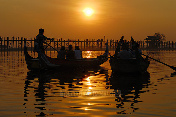 sunset over U Bein Bridge of Mandalay