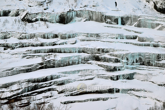 landscape with icicle at road to Nusfjord