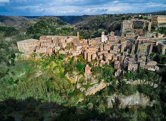 Aerial view of medieval town Sorano