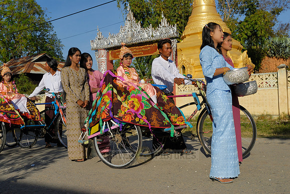 colourful procession because of children starting a monks live