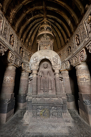 interior shot of Ajanta caves, cave 19