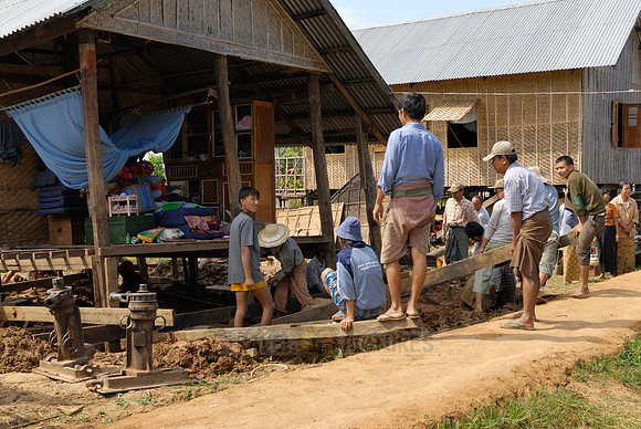pile-dwellings of swimming village