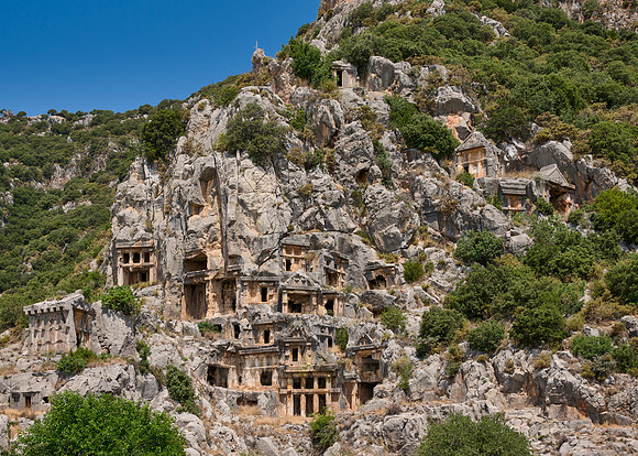 Lycian rock tombs in a rock face of Myra Ancient City